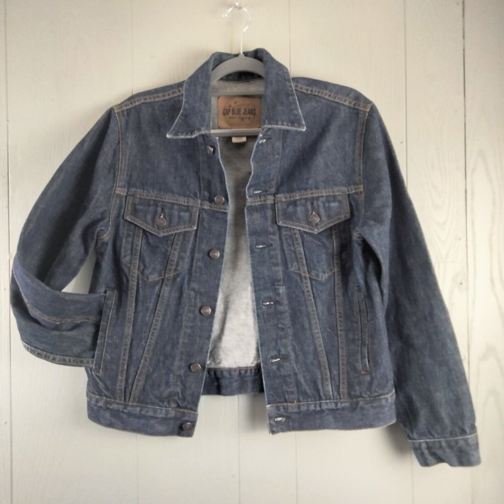 Men's Vintage Gap Blue Jeans Trucker Jean Jacket XS Denim Y2K 90s Dark Wash